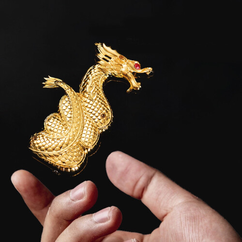 Μεταλλικός Φακός Βουτανίου Golden Dragon, Φλόγα Jet, Αντιανεμικός, Ρυθμιζόμενος & 2