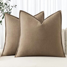 Fodere per cuscini Euro in lino color kaki 22x22 (2 pezzi) – Stile boho-farmhouse neutro per divano, letto, soggiorno – Compatibili con cuscini