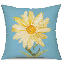 1 Kissenbezug (45,7 x 45,7 cm) mit Aquarell-Gänseblümchenmotiv, Sommerliche Outdoor-Dekoration „Hello Sunshine“ – Kompatibel mit