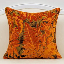 40x40 cm orange lönnlöv broderat skuret sammet örngott – Lyxigt modernt ländryggskuddefodral, kompatibelt med standard 40x40 cm örngott