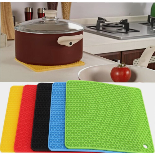 Πατάκια σιλικόνης Trivet, ανθεκτικά στη θερμότητα παχιά μεγάλα τετράγωνα πολλαπλών 1