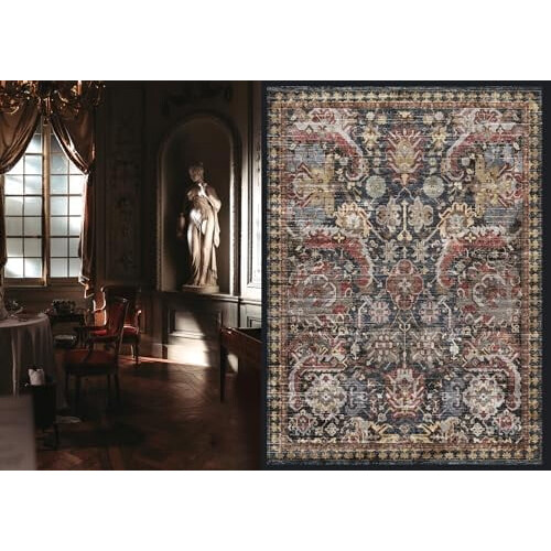Πλενόμενο vintage χαλί Tribal (Σκουριά, 3'x5') – Ανθεκτικό σε λεκέδες/νερό, Αντιολισθητικό, 1