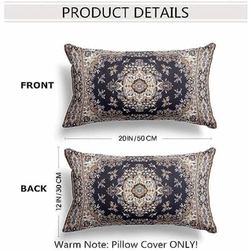 Boho Throw Pillow Covers Cotton Double-Sided 12x20 in Set 1