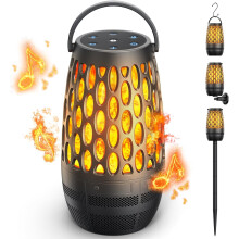 Altavoz Bluetooth resistente al agua IPX6 con luces de llama, estéreo HD, sincronización múltiple BT5.3 (hasta 100), portátil para