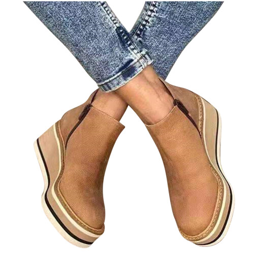Γυναικεία slip-on ψηλοτάκουνα sneakers με κρυφό τακούνι και πλατφόρμα, μποτάκια μέχρι 1