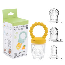Ciuccio per neonati a forma di frutta, senza BPA, giocattolo per la dentizione con 3 sacchetti in silicone di diverse dimensioni, lenisce le gengive