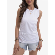 Camisetas sin mangas de cuello redondo para mujer, tops ajustados, ropa casual de primavera y verano.