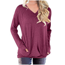 Tu estilo A1Series Top de manga larga con cuello en V liso para mujer M