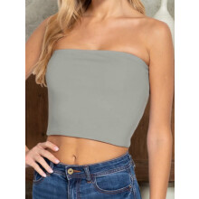 Top bandeau básico informal de doble capa sin tirantes para mujer.