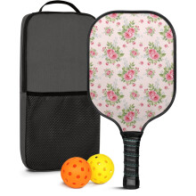 Set de palete de pickleball cu palete din fibră de sticlă cu motive florale, 2 mingi și geantă – Compatibil cu jocul în interior/exterior
