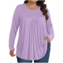 Blusas de tallas grandes para mujer, túnicas de manga larga, cuello redondo, estilo casual y holgado, tallas 1X-5X, XXXXXL