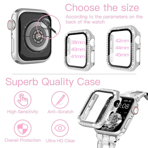 Λουράκι καρπού συμβατό με το Apple Watch Series8 7SE για γυναίκες, μεταλλικό λουράκι από 2