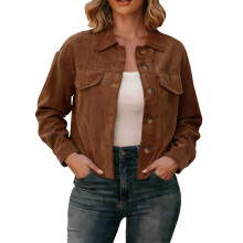 Kukoosong Casual bomberjack voor dames, lichtgewicht kort varsity-jack, modieuze effen kleur, reverskraag, knoopsluiting, windjack met zakken