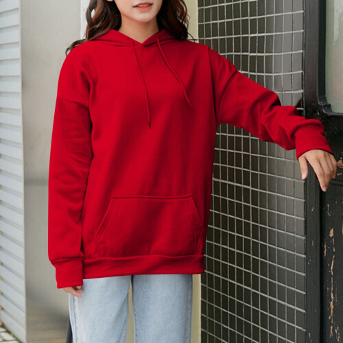 Damen-Kapuzenpullover mit Taschen, langärmelig, lässig, locker geschnitten – Einheitsgröße 1