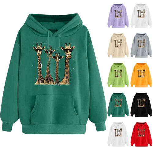 Damen-Kapuzenpullover mit Herzchen-Print, Rundhalsausschnitt, Valentinstag-Pullover, Gelb, Größe XL 2