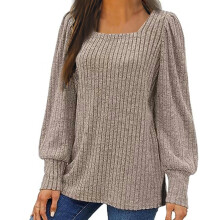 Pulls d'automne Lenago pour femmes grandes tailles, blouse ample Ă manches longues, couleur unie, pull-over