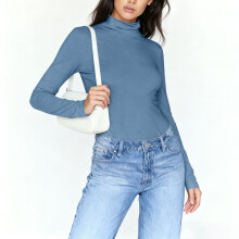 Damen-Winterbekleidung, Damen-Langarm-Thermo-Unterwäsche mit Stehkragen, Fleecegefüttert, Slim Fit, Base Shirts