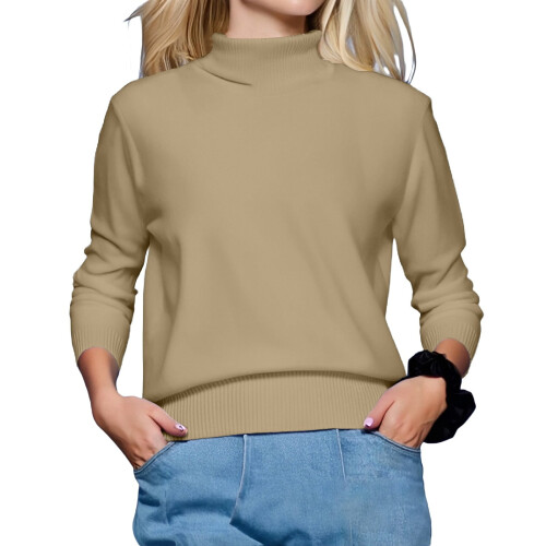 Pulls à manches longues pour femmes, pulls décontractés, pulls amples à col montant, pulls en maille pour femmes, pulls d'automne et d'hiver 2