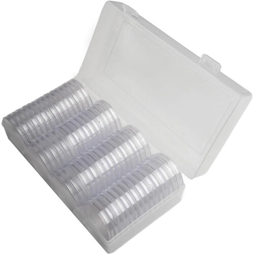 Capsules pour pièces de 41 mm avec boîte de rangement – 60 unités