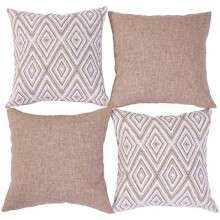 Set di 4 fodere decorative per cuscini da divano, in lino, per soggiorno, 45x45 cm, marrone chiaro.