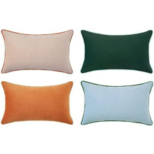 Set di 4 federe decorative in velluto per cuscini (30x50 cm), arancione/verde su entrambi i lati, da abbinare a piacere, imbottitura non inclusa.