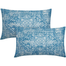 Fodere per cuscini lombari in stile boho blu 12x20", Fodere per cuscini rettangolari floreali beige/marrone chiaro/grigio, Arredamento rustico e per