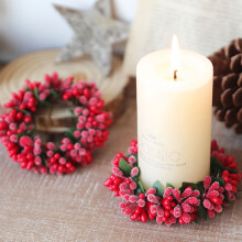 Anelli portacandele a forma di bacche – Piccoli portacandele a forma di ghirlanda per decorazioni da tavola, Natale, San Valentino, Giorno del