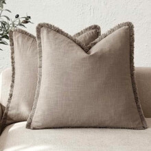 Housses de coussin à franges en coton ramie, 45 x 45 cm, lot de 2