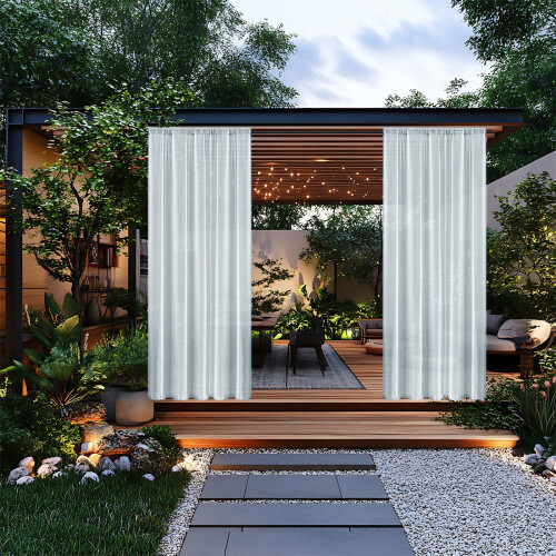 Cortinas impermeáveis para gazebo, 83x52 polegadas, com ilhós, privacidade e resistência às intempéries – Compatíveis com varanda, pátio, 2