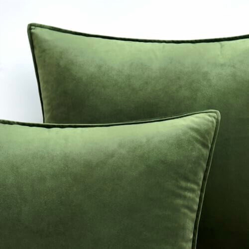 Capas de almofada decorativas em veludo verde musgo, macias e quadradas, para sofá, quarto, 50x50cm (20x20 polegadas). 2