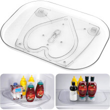 Przezroczysta, prostokątna obrotowa taca Lazy Susan do lodówki, szafki, spiżarni, blatu – 15,7" x 11,8" Organizer na przyprawy (zgodny ze
