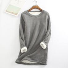 Hauts à manches longues pour femmes, sweat-shirt épais en polaire pour femmes, sous-vêtements chauds en velours à col rond pour l'hiver