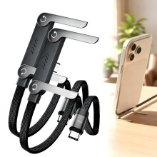 2-in-1-Ladekabel mit unsichtbarer Halterung und Ständer, 240 W Schnellladefunktion, 1,5 m USB-C-Kabel, integrierter, faltbarer Ständer, kompatibel