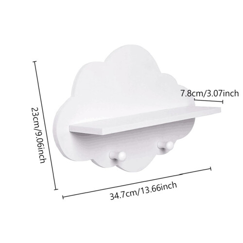 Ράφια Cloud White Cloud Wall Racks Ξύλινα Ράφια με Γάντζο για Παιδικό Δωμάτιο, Ράφια 2