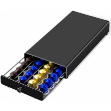 Tiroir à capsules compatible avec la gamme Nespresso Original, porte-capsules pour comptoir, capacité de 40 capsules, noir. Décoration