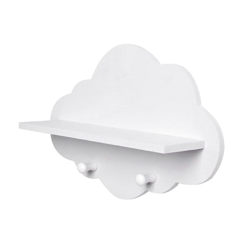 Ράφια Cloud White Cloud Wall Racks Ξύλινα Ράφια με Γάντζο για Παιδικό Δωμάτιο, Ράφια 1