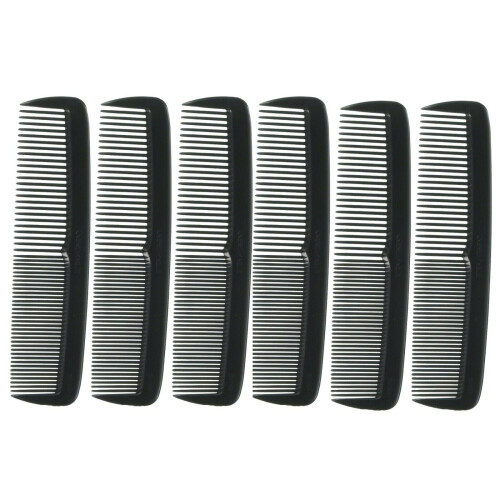 6Pack Black Hair Pocket Size5" Unbreakable Plastic Comb