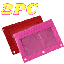3-Hole Pencil Case Zipper Pouch, Transparent PVC Doc Bag, Detachable Binder Folder, Canvas Pen Holder, Fits3-Ring Binders, 9.8x7.1", 2Pack