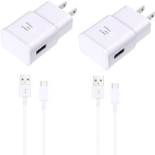 Schnellladegerät & 2 m langes USB-C-Kabel, kompatibel mit Samsung Galaxy S10/S9/S8/Note8-10/20/S20-S22-Serie – Weiß