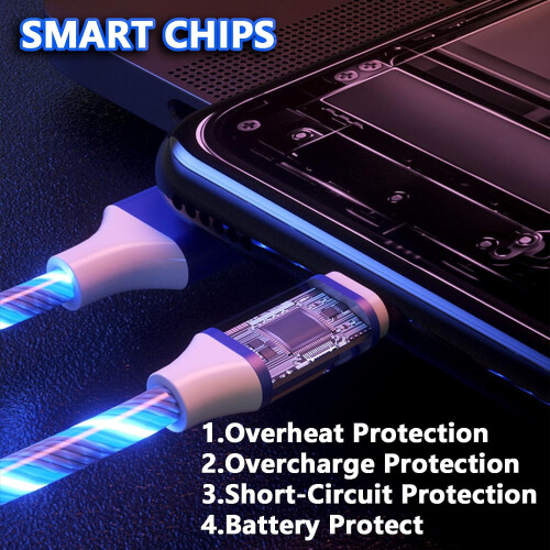 Καλώδιο Micro USB 2 τεμαχίων για φορτιστή Android, φωτιζόμενο καλώδιο γρήγορης φόρτισης 1