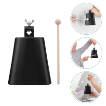 Accesorios de percusión para batería: cencerro negro con baqueta (4 pulgadas).