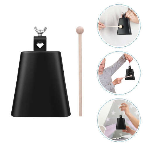 Σετ τυμπάνων, αξεσουάρ κρουστών, μαύρο cowbell με knock stick (4 ίντσες)
