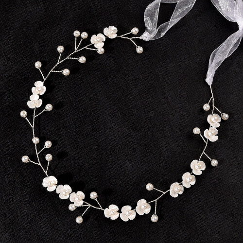 Fascia per capelli da sposa con cristalli e perle finte, accessorio per capelli da sposa.