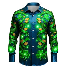 Weite Blusen mit Digitaldruck zum St. Patrick's Day, Reverskragen und Knopfleiste