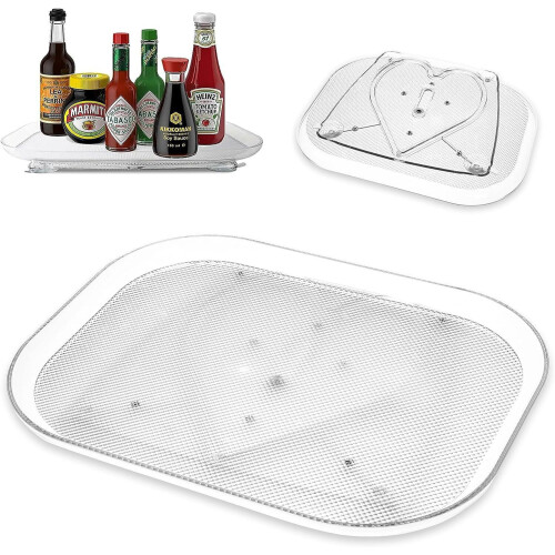 Clear Rectangular Lazy Susan Turntable 16.5" x 11.1" 1