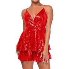 Abiti da cocktail di Carnevale per donna, abito da ballo latino con paillettes scintillanti e frange, abito da sera aderente per club, mini abito per