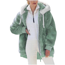 Giacche da donna 2025 Cappotto con cappuccio taglie forti invernale caldo ampio felpato con zip grigio