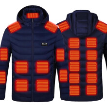 Cappotto invernale riscaldato per uomo e donna, 23 zone di riscaldamento, cappuccio removibile, antivento, lavabile in lavatrice, compatibile con