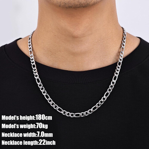 Αλυσίδες Figaro για άνδρες και γυναίκες, ασημένια ανδρικά κολιέ με αλυσίδες, φαρδιά 1