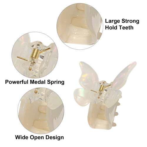 Vlinderhaarclips - Antislip haarclips met stevige grip, wit 2